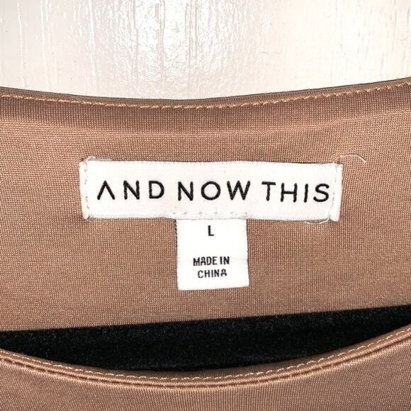 And Now This Womens Tan Sleeveless Bodysuit L Polyester/Spandex Blend Snap Closu - Picture 2 of 11